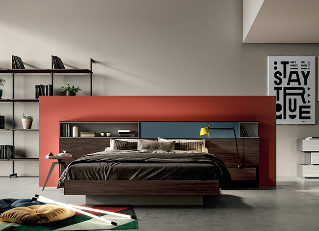 Dado letto matrimoniale in legno con contenitore Imab concept