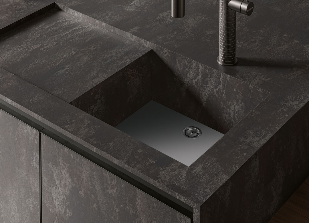 Anta ortigia HPL Ossido particolare con lavello