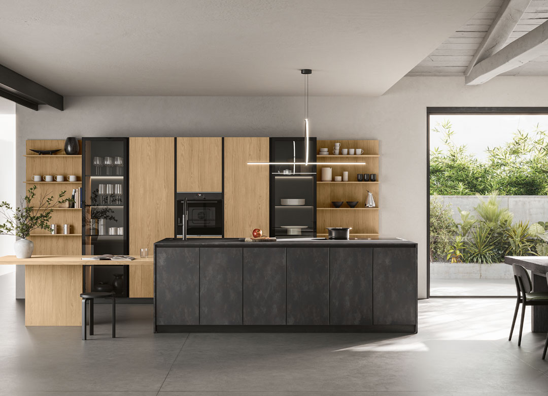 Anta ortigia HPL Ossido su isola cucina