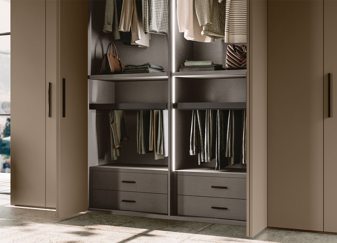 Immagine particolare interno armadio con accessori