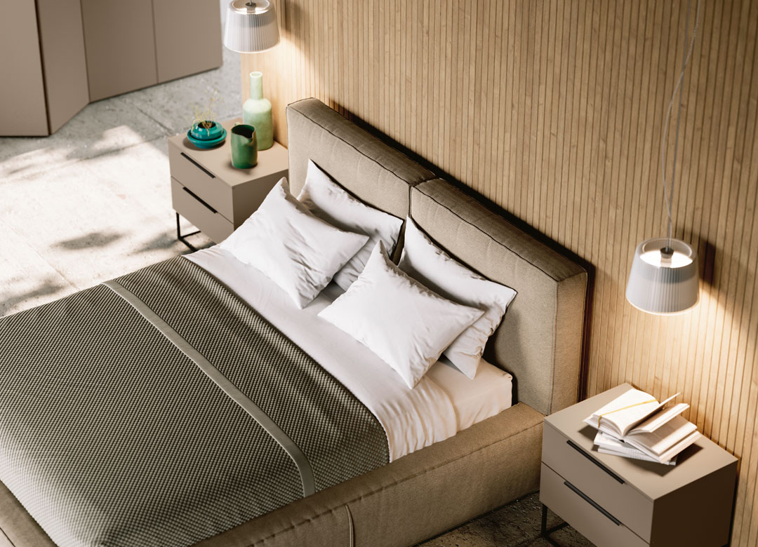 Immagine particolare testiera in tessuto letto Castore