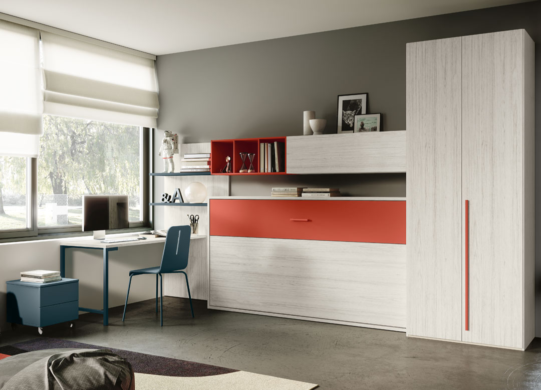 immagine con letto trasformabile a ribalta chiuso